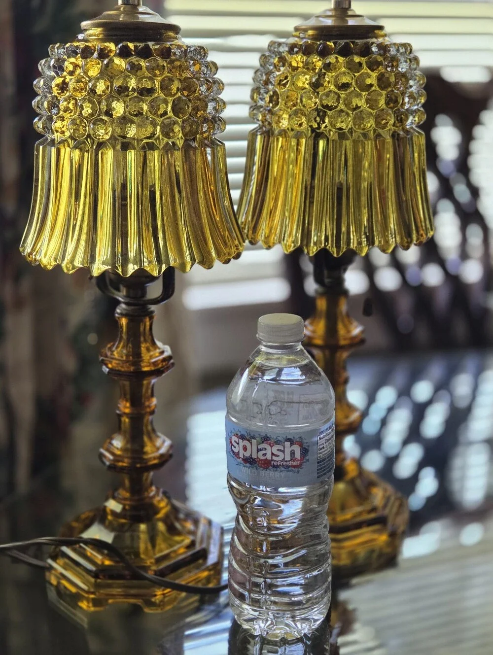 2 Antique Murano?  Hobnail Fairylamp Bedside Tablelamps